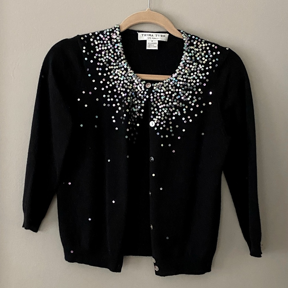 TRINA TURK 100% Cashmere Confetti sweater SzM